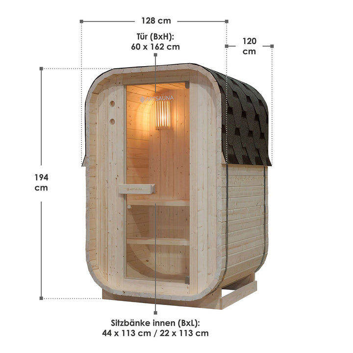 Sauna Nolvik S en forme de tonneau carré