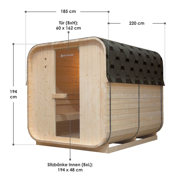 Sauna Nolvik XL en forme de tonneau carré