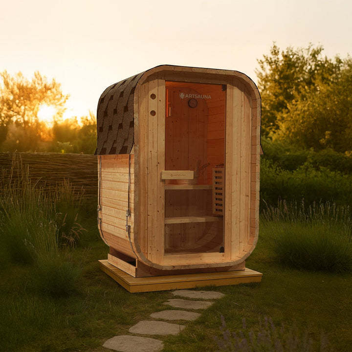 Sauna Nolvik S en forme de tonneau carré