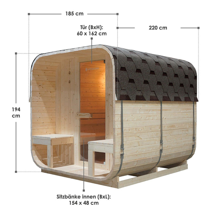 Sauna Nolvik XXL en forme de tonneau carré