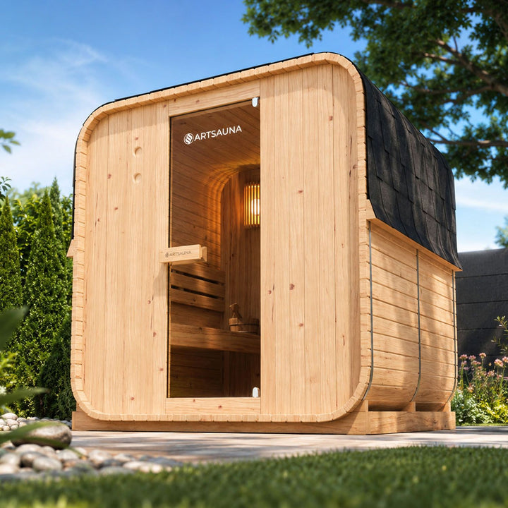Sauna Nolvik XL en forme de tonneau carré