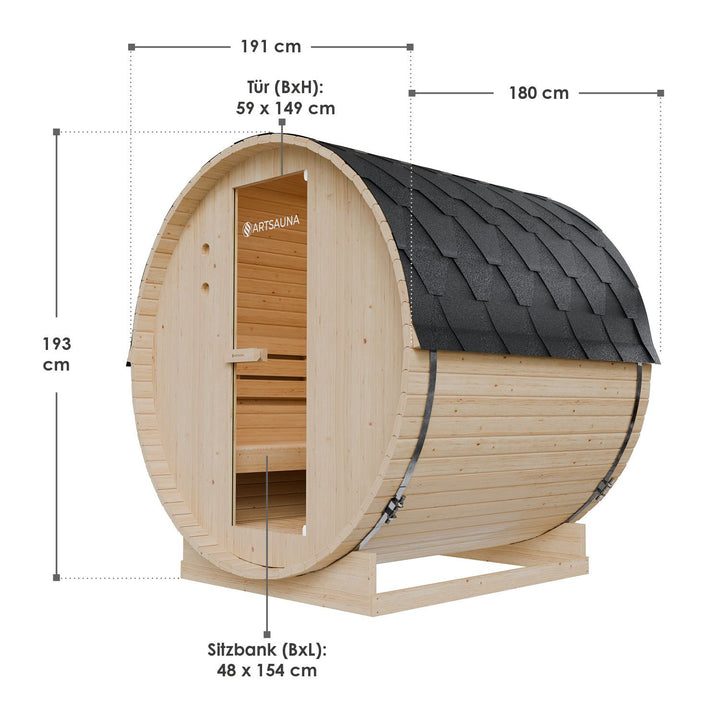 Sauna tonneau extérieur Spitzbergen 180 