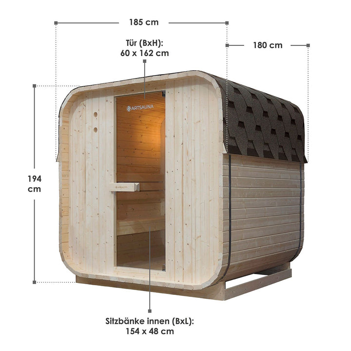 Sauna Nolvik L en forme de tonneau carré
