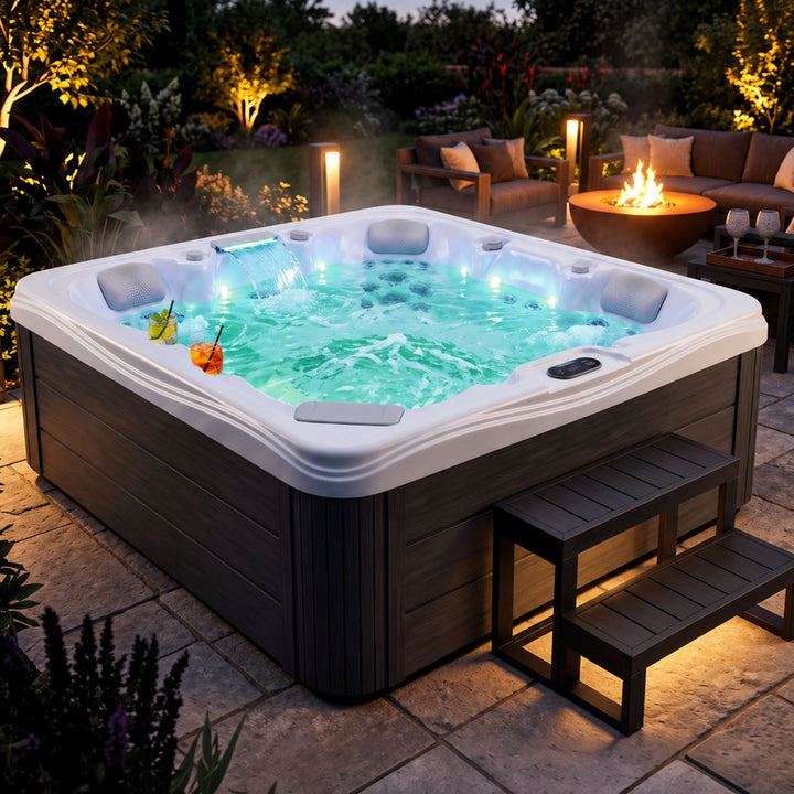 Spa extérieur Oasis Max 5 places avec escalier | 34 jets | LED et cascade