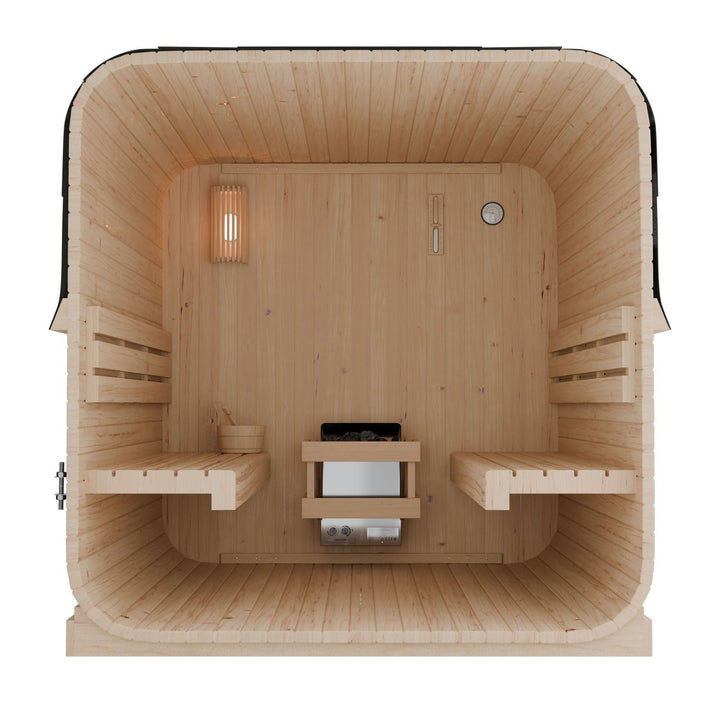 Sauna Nolvik XXL en forme de tonneau carré