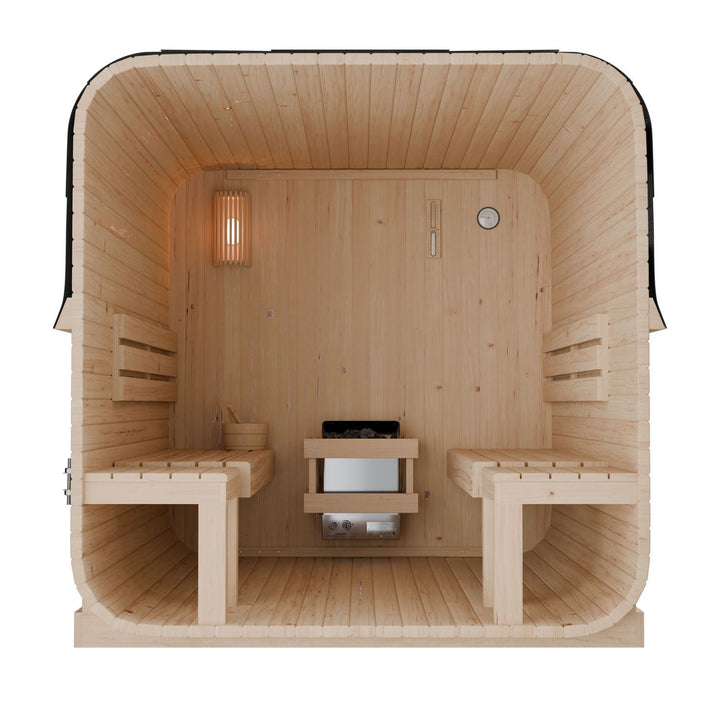 Sauna Nolvik XXL en forme de tonneau carré