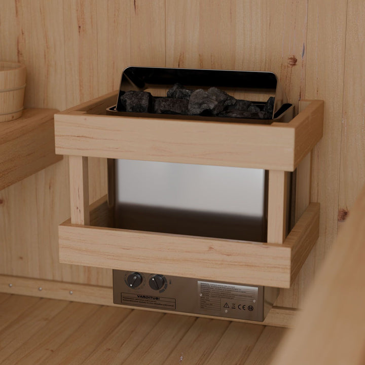 Sauna Nolvik XXL en forme de tonneau carré