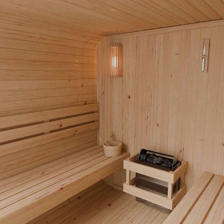 Sauna Nolvik XXL en forme de tonneau carré