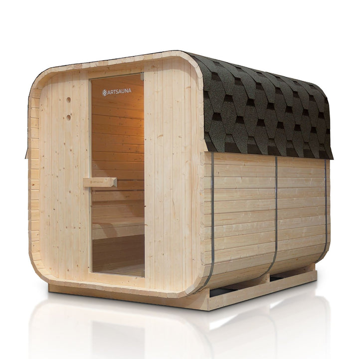 Sauna Nolvik XL en forme de tonneau carré