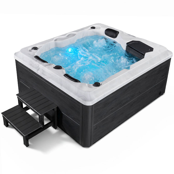 Oasis de bain à remous extérieur avec marches 