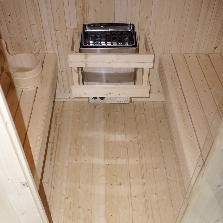 Sauna Nolvik XXL en forme de tonneau carré