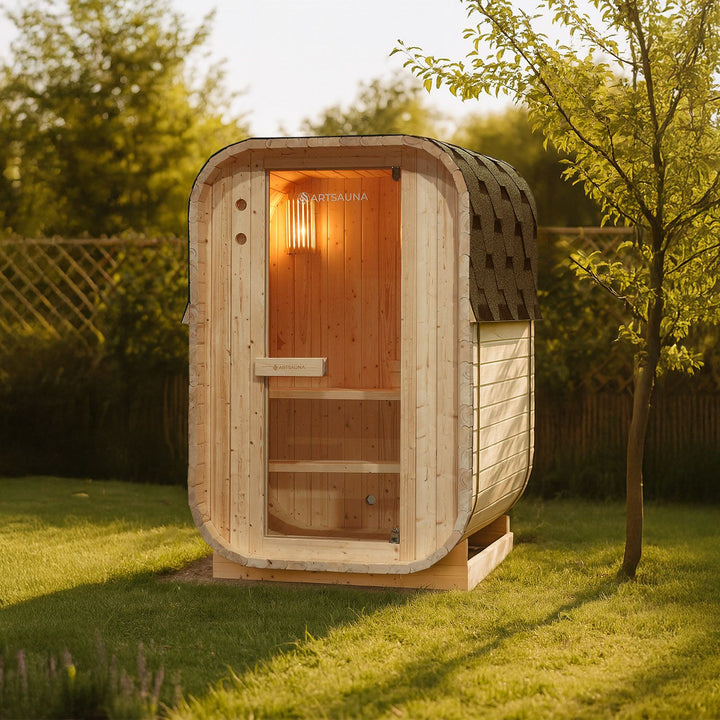 Sauna Nolvik S en forme de tonneau carré