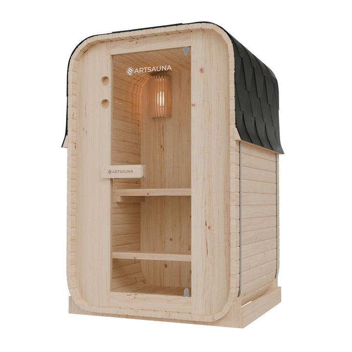 Sauna Nolvik S en forme de tonneau carré