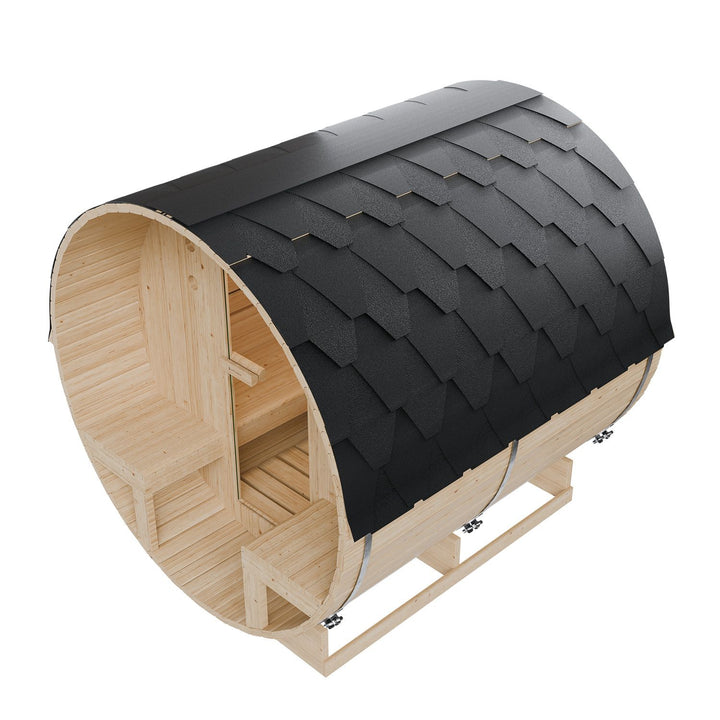 Sauna tonneau extérieur Spitzbergen 220 avec deux bancs 