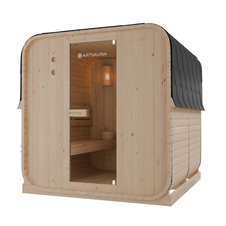 Sauna Nolvik XL en forme de tonneau carré