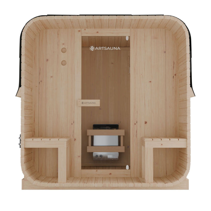 Sauna Nolvik XXL en forme de tonneau carré